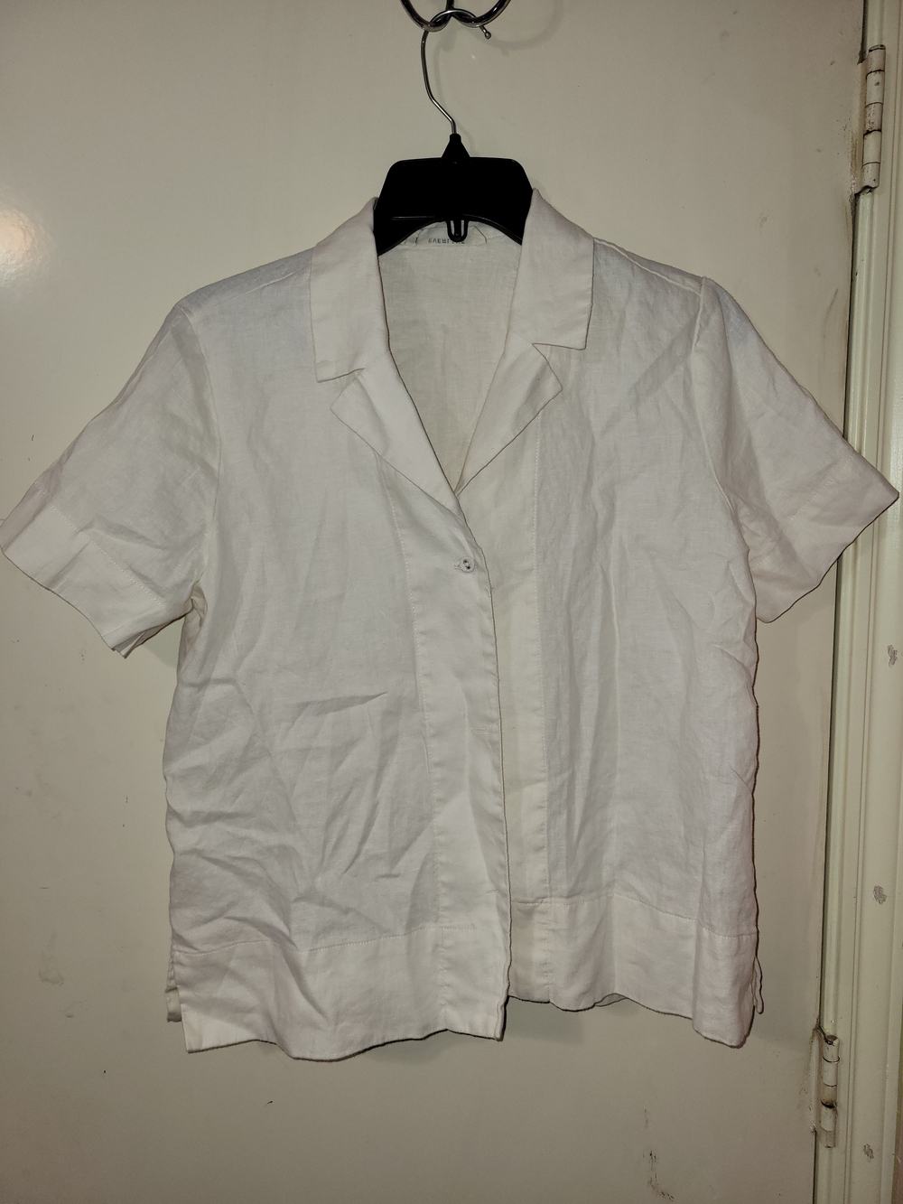 Everlane Cream Linen Button Front Top